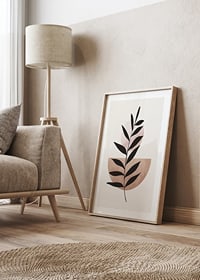 Abstract plant silhouette against circle and semicircle in beige-8