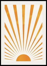 Watercolor illustration of orange sun rays on light background-2