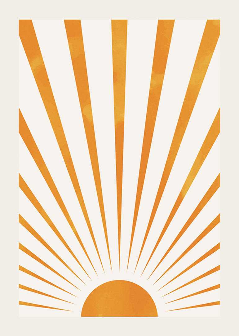 Illustrazione ad acquerello di raggi di sole arancioni su sfondo chiaro-12