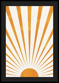 Watercolor illustration of orange sun rays on light background-4