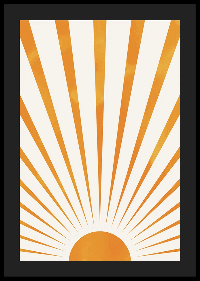 Watercolor illustration of orange sun rays on light background-12