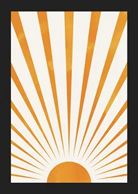 Watercolor illustration of orange sun rays on light background-5