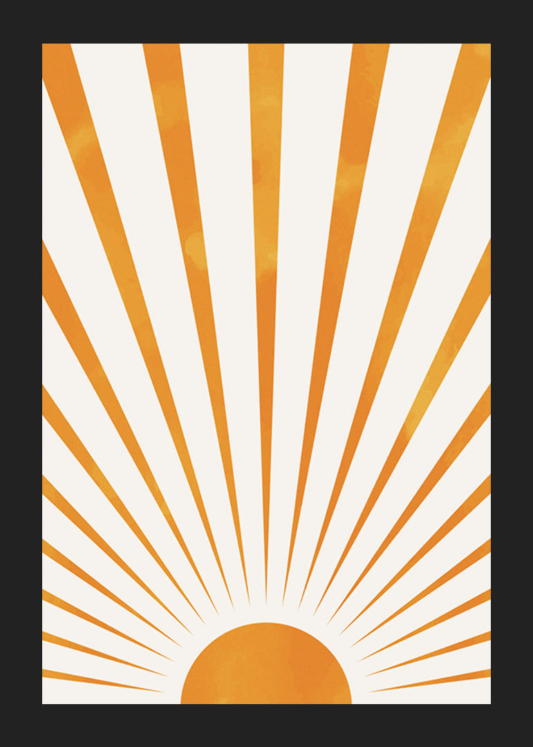Illustrazione ad acquerello di raggi di sole arancioni su sfondo chiaro-12