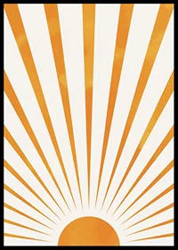 Watercolor illustration of orange sun rays on light background-6