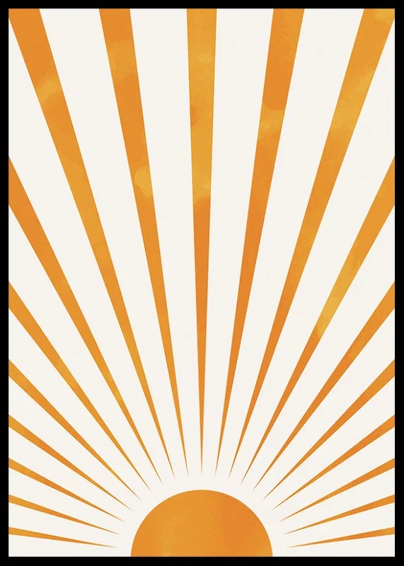 Watercolor illustration of orange sun rays on light background-12