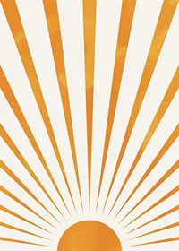 Watercolor illustration of orange sun rays on light background-7