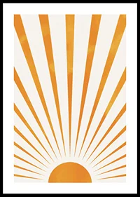 Watercolor illustration of orange sun rays on light background-0