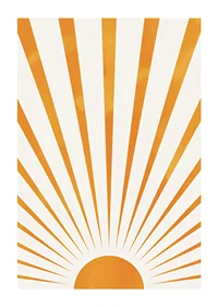 Watercolor illustration of orange sun rays on light background-1