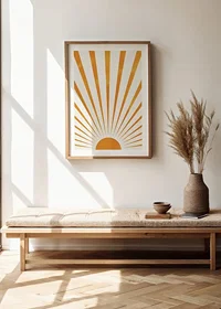 Watercolor illustration of orange sun rays on light background-8