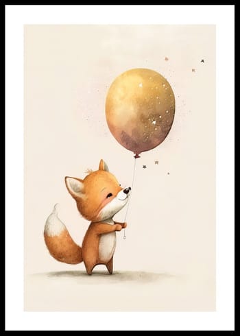 Poster Fox Holding Balloon