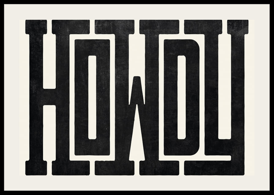 Grafische tekst in zwart vet, westers geïnspireerd lettertype op beige achtergrond-12