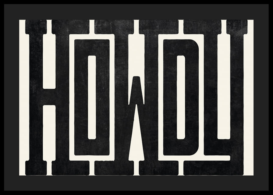 Grafische tekst in zwart vet, westers geïnspireerd lettertype op beige achtergrond-12