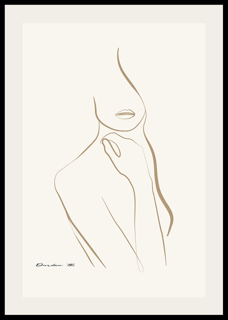 Minimalist line drawing of female silhouette in beige-12