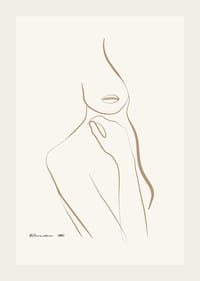 Minimalist line drawing of female silhouette in beige-3