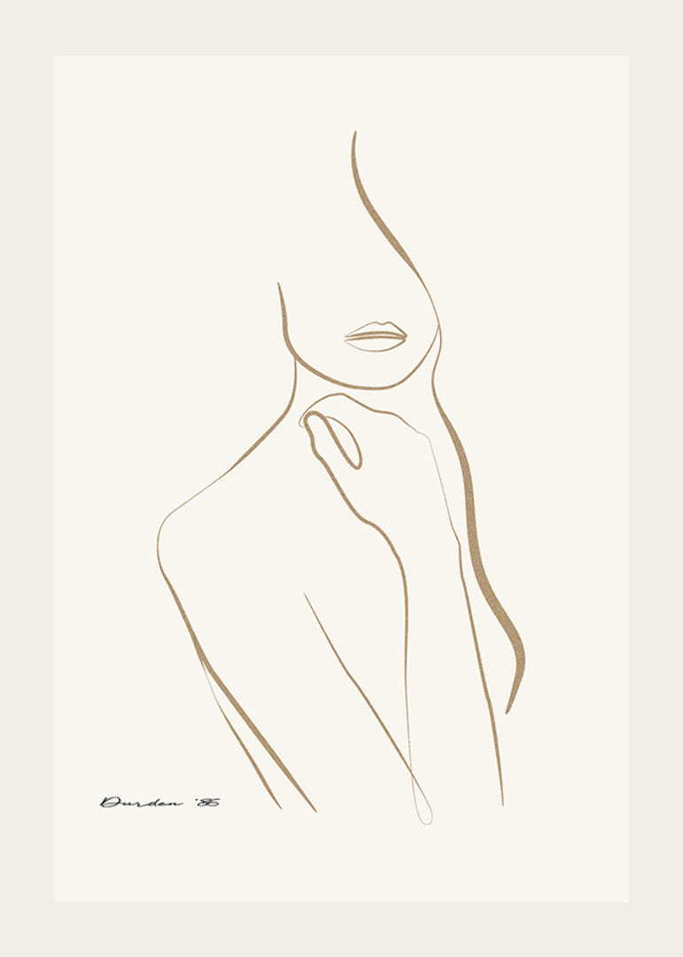 Minimalist line drawing of female silhouette in beige-12