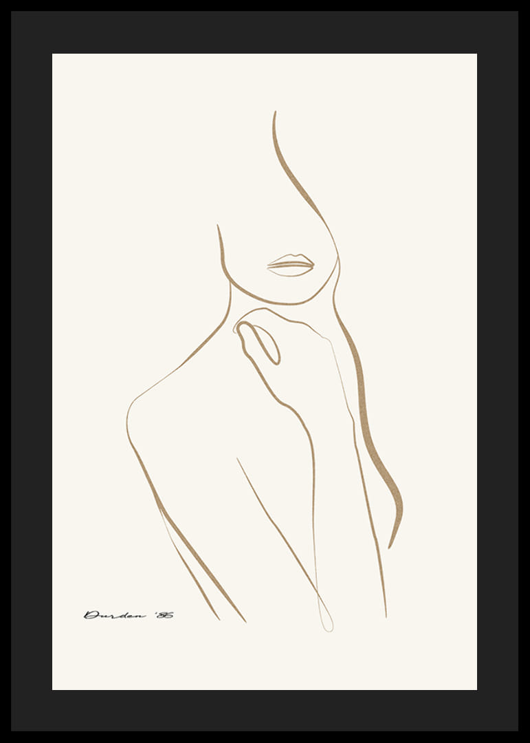 Minimalist line drawing of female silhouette in beige-12