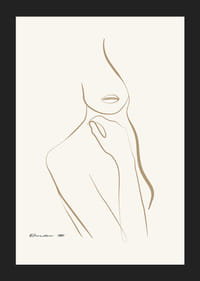 Minimalist line drawing of female silhouette in beige-5