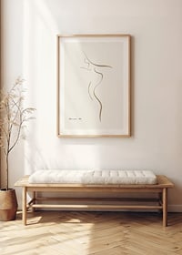Minimalist line illustration of female body in beige tones-8