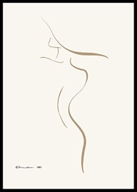 Minimalist line illustration of female body in beige tones-6