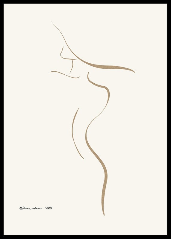 Minimalist line illustration of female body in beige tones-12