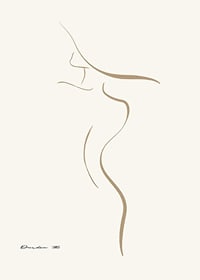Minimalist line illustration of female body in beige tones-7