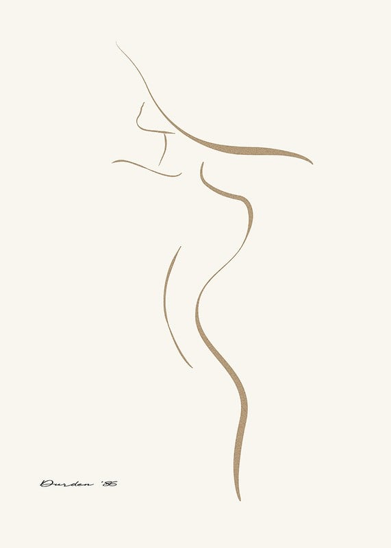 Minimalist line illustration of female body in beige tones-12