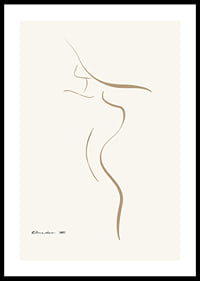 Minimalist line illustration of female body in beige tones-0