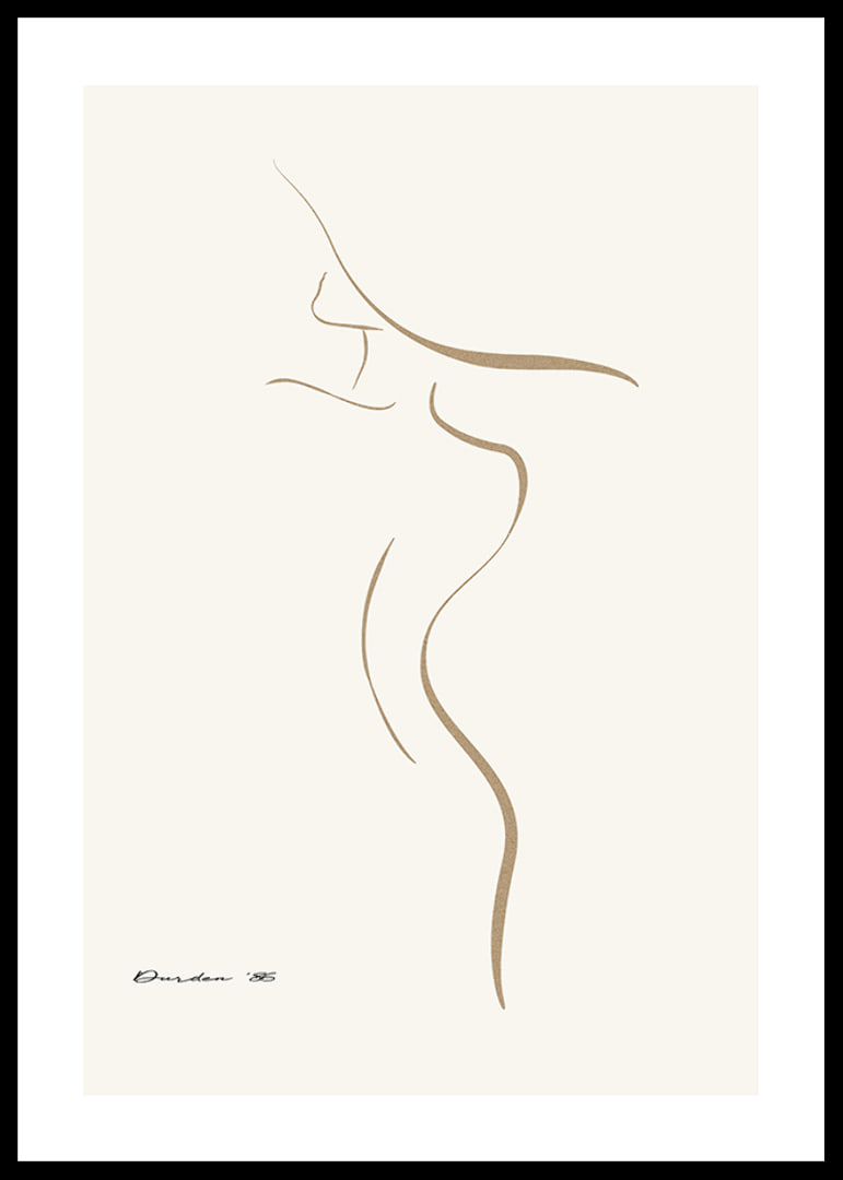 Minimalist line illustration of female body in beige tones-12