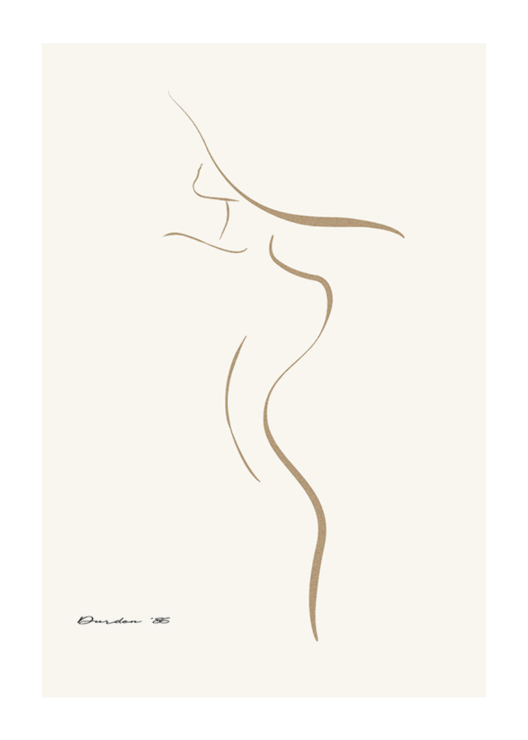 Minimalist line illustration of female body in beige tones-12