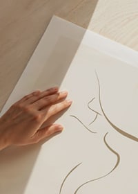 Minimalist line illustration of female body in beige tones-9