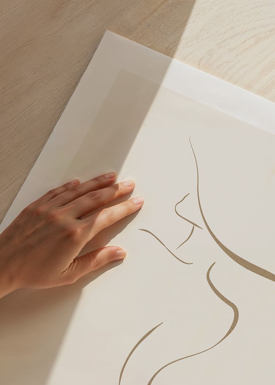 Minimalist line illustration of female body in beige tones-12