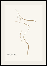 Minimalist line illustration of female body in beige tones-2