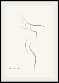 Minimalistisk linjeillustration av kvinnokropp i beige toner-2