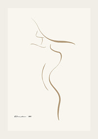 Minimalist line illustration of female body in beige tones-3