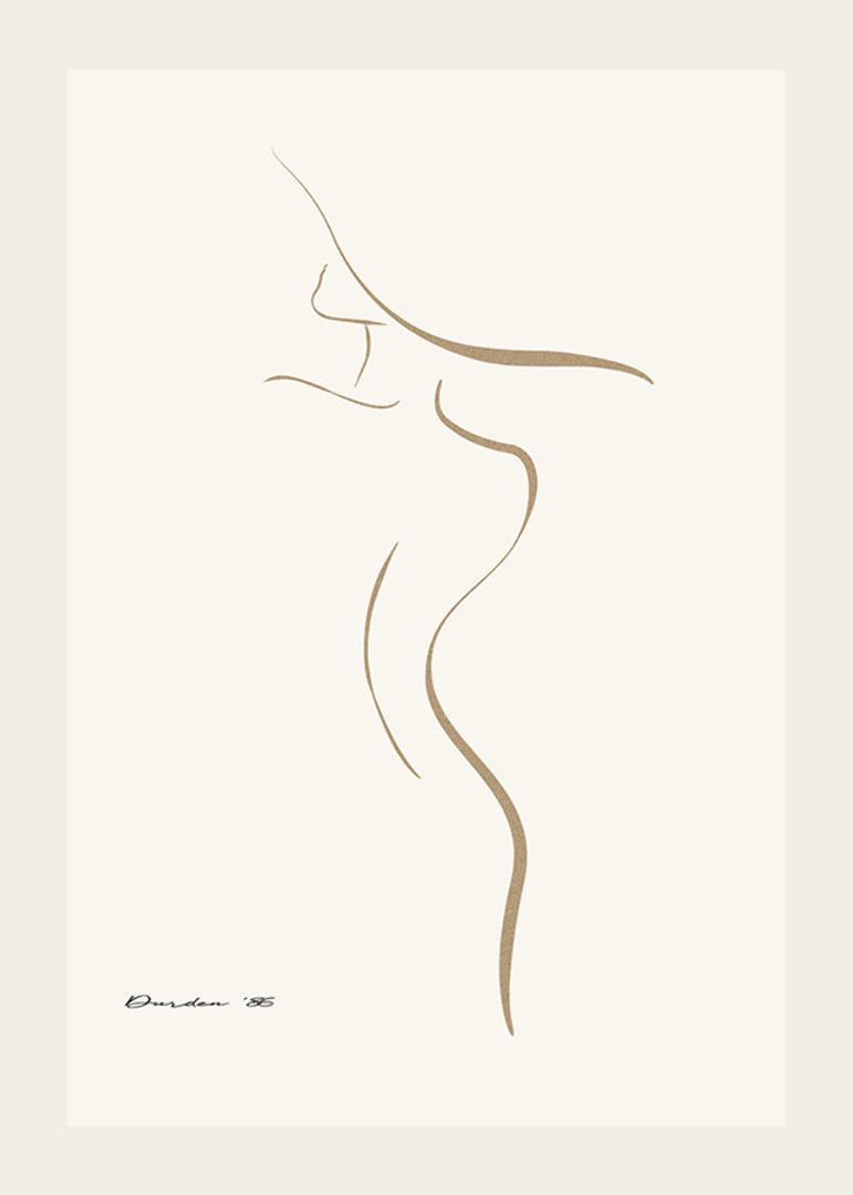 Minimalist line illustration of female body in beige tones-12