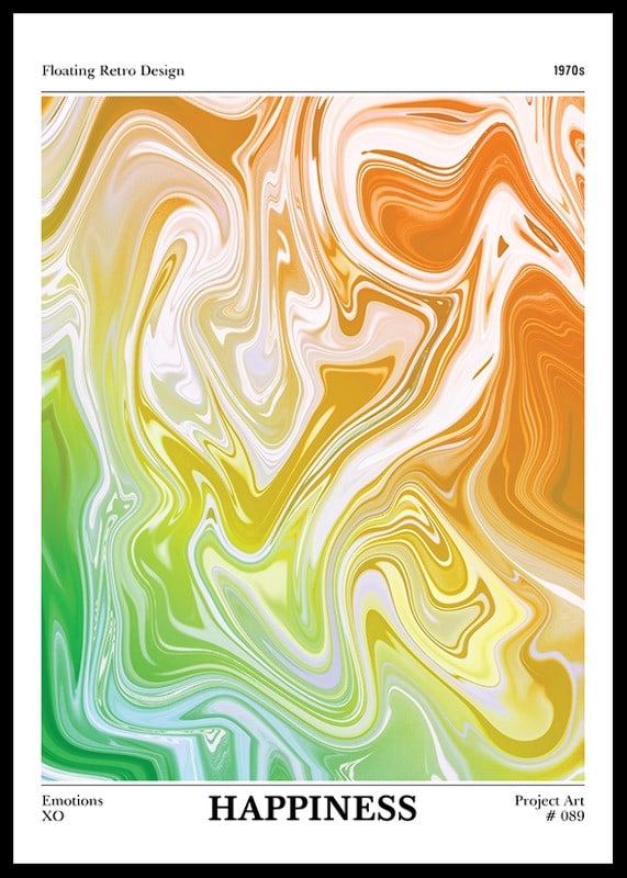 Abstract swirls in yellow, orange and green on white background-12