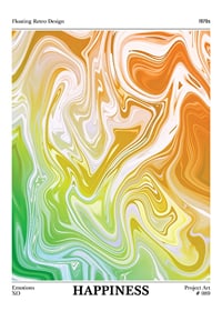 Abstract swirls in yellow, orange and green on white background-1
