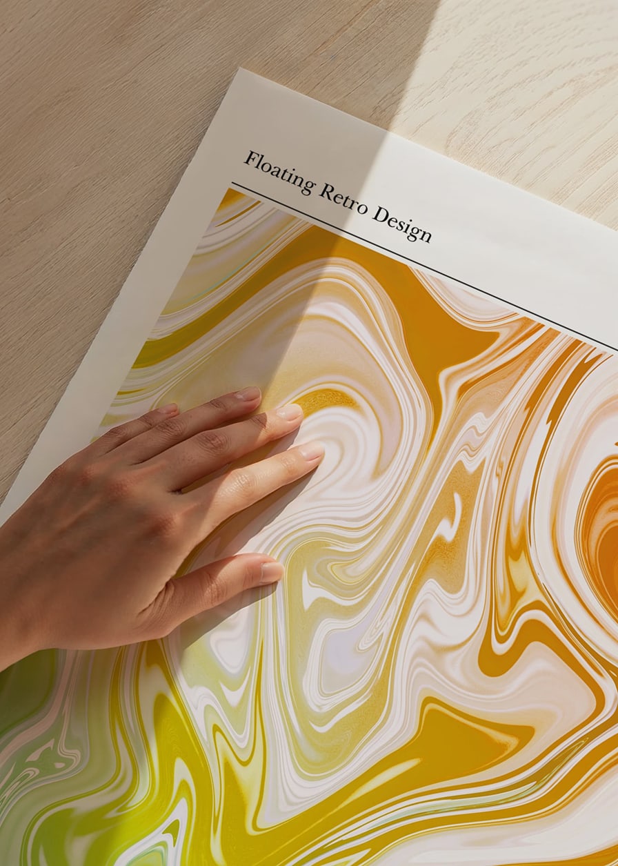 Abstract swirls in yellow, orange and green on white background-12