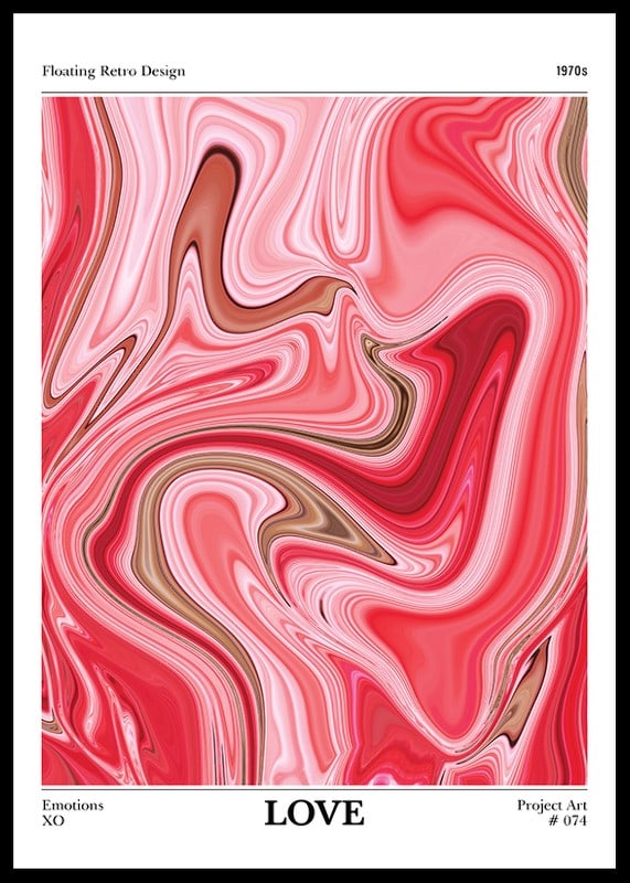 Abstract swirls in pink, red and brown in retro style-12