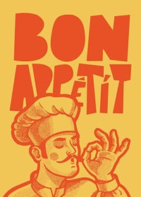 Illustrated chef with chef's hat and the text Bon Appétit-7