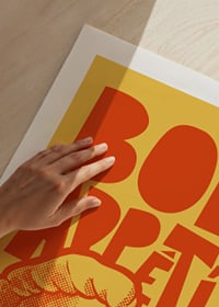 Illustrated chef with chef's hat and the text Bon Appétit-9