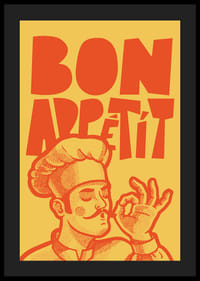 Bucătar ilustrat cu pălărie de bucătar și textul Poftă bună-4