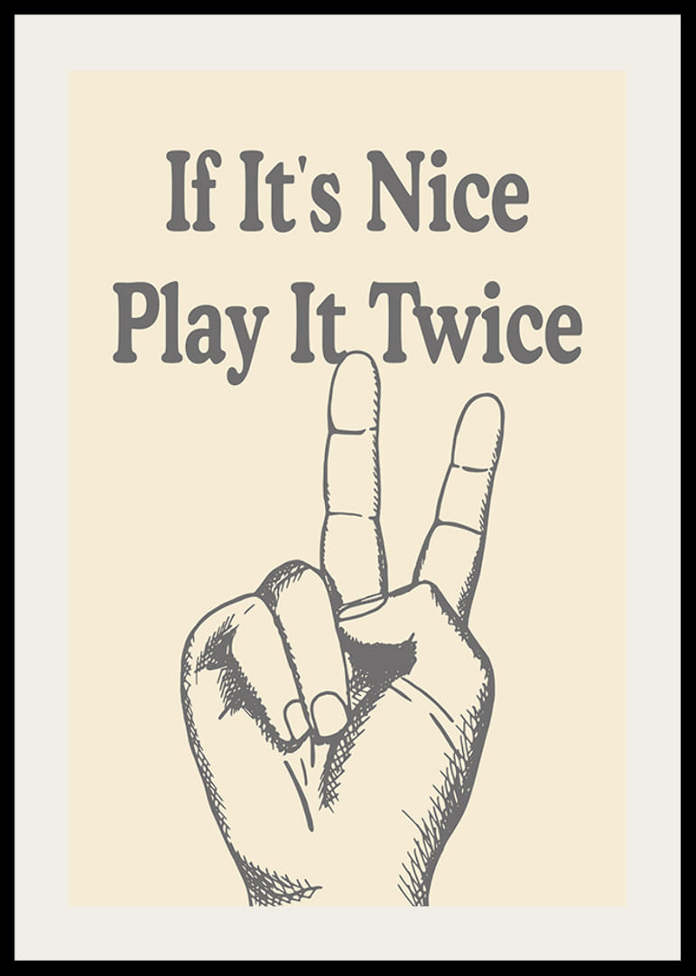 Illustration of hand making V sign, beige background-12