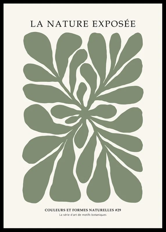 Grafisk illustration av gröna bladformer på beige bakgrund-12