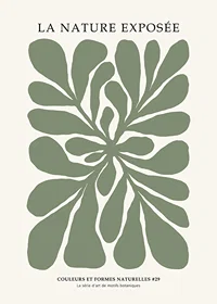 Grafisk illustration av gröna bladformer på beige bakgrund-1