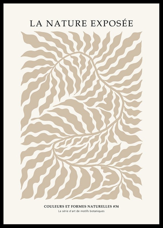 Abstract sand-colored leaf shapes against light background-12