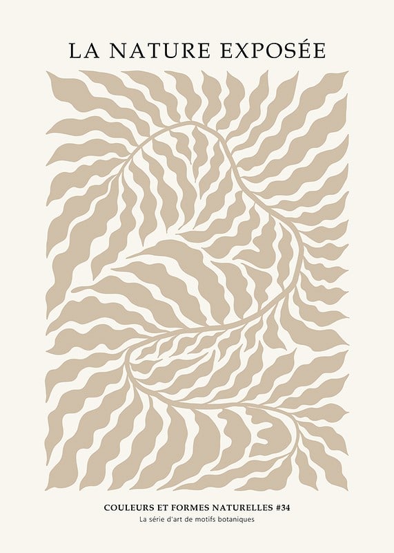 Abstract sand-colored leaf shapes against light background-12