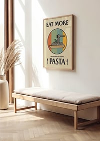 Illustrated pasta dish with fork against retro colored background-8