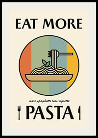 Illustrated pasta dish with fork against retro colored background-2