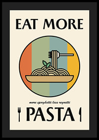 Illustrated pasta dish with fork against retro colored background-4